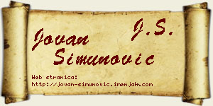 Jovan Simunović vizit kartica